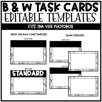 Preview of Editable Task Card Templates | B&W