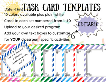 Preview of Editable Task Cards TEMPLATE/10 Colors/400 customizable task cards