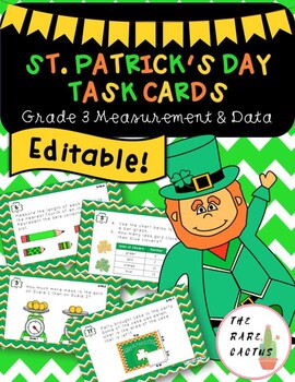 Preview of Editable Task Cards! Third Grade Measurement & Data