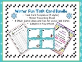 Editable Task or Flash Cards- WINTER FUN Template Blank to
