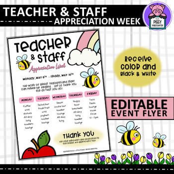 Preview of Editable Teacher Appreciation Week Flyer Template | Teacher Appreciation Flyer