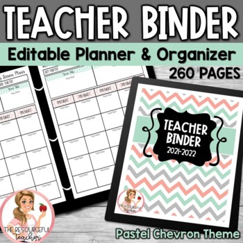 Preview of Editable Teacher Binder Chevron {Free Updates for Life}