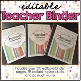 Editable Teacher Binder { Confetti Brights } Ultimate Teac