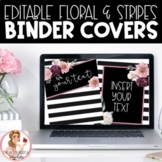 Editable Teacher Binder Covers | Flowers & Stripes Binder Covers