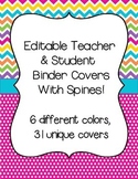 Editable Teacher Binder Covers: Polka dot and Chevron Brights