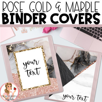 Preview of Editable Teacher Binder Covers | Rose Gold & Marble Binder Covers