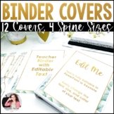 Editable Teacher Binder Covers & Spines: Eucalyptus, Gold,