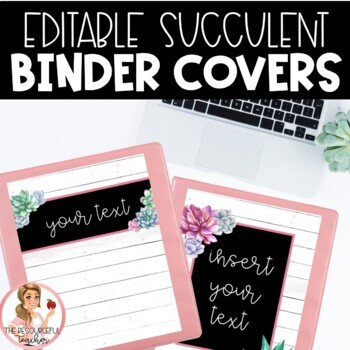 Preview of Editable Teacher Binder Covers | Succulent Theme
