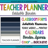 Editable Teacher Binder Planner - Perpetual Calendar - Blue Grey