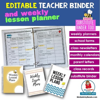 Teacher Binder and Planner| Editable | Forms | Calendars | FREE Updates