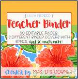 Editable Teacher Binder ( Lilly Inspired )