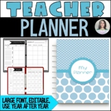 Editable Teacher Binder/Planner - 175 pages - simple, larg