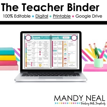 Preview of Teacher Planner | EDITABLE Digital & Printable Binder | 2023-2026 FREE UPDATES!