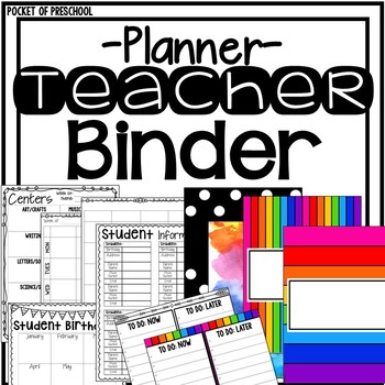 Preview of Editable Teacher Binder and Planner for Preschool Pre-K and Kindergarten