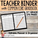 Editable Teacher Binder w/ 3rd Grade Common Core Gradebook