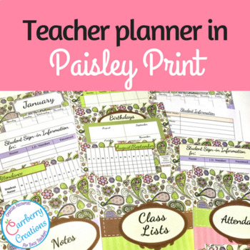 Preview of Editable Teacher Binder with Paisley Designs