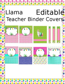 Preview of Editable Teacher Binders Llama