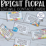 Editable Teacher Contact Cards (Bright Floral)