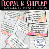 Editable Teacher Contact Cards (Floral and Shiplap)