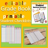 Editable Teacher Grade Book - Student Checklists and Grader