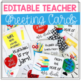 Editable Teacher Greeting and Thank You Cards