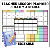 Editable Teacher Lesson Planner | Daily Agenda & Substitute Plans