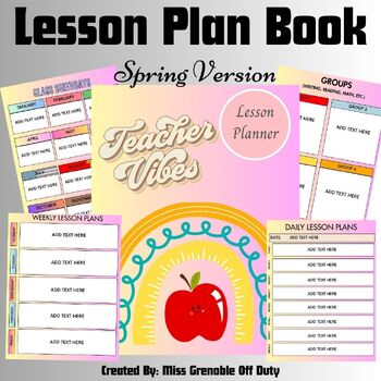 Preview of Editable Teacher Lesson Plan Book | Spring | For Teachers