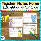 Editable Teacher Notes to Send Home During Distance Learning