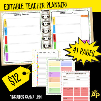 Preview of Editable Teacher Planner!