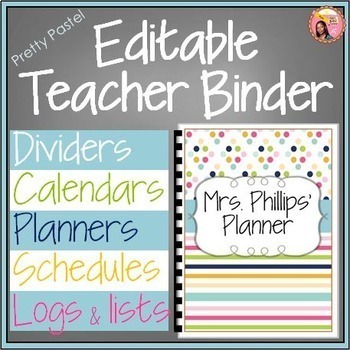 Preview of Teacher Planner 2024 - 2025 Editable Pretty Pastel Edition - Updated each year