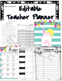 Editable Teacher Planner (2023-2024 School Year) Blue Stri