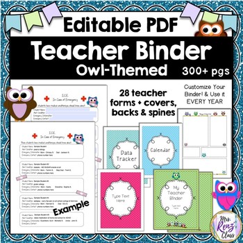 Editable PDF Teacher Binder Editable PDF Teacher Planner Plus Calendars