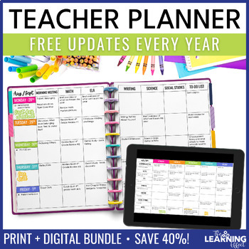 Preview of Editable Teacher Lesson Planner Binder 2024-2025 Printable and Digital BUNDLE