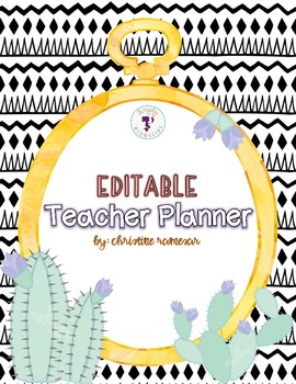 Preview of Teacher Planner - Cactus Theme! {EDITABLE}
