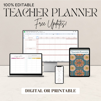 Preview of Editable Teacher Planner - Calendar, Lesson Plans, Sub Binder, & More!