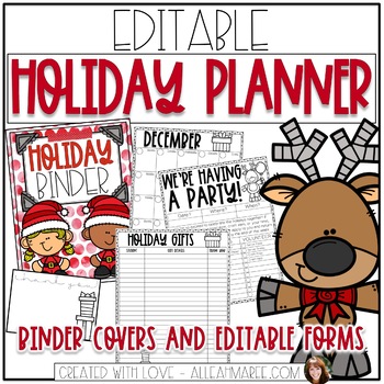 Preview of Editable Teacher Planner - Christmas Party Forms Binder Covers