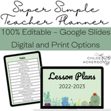 Editable Teacher Planner - Digital and Printable - Google Slides - Free Updates