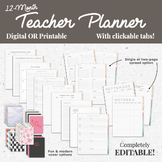 Editable Teacher Planner - Digital or Printable, Clickable