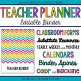 Editable Teacher Planner | FREE Updates Teacher Binder 2021-2022 Rainbow Chevron