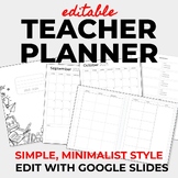 Editable Teacher Planner-Google Slides Minimalist Design f