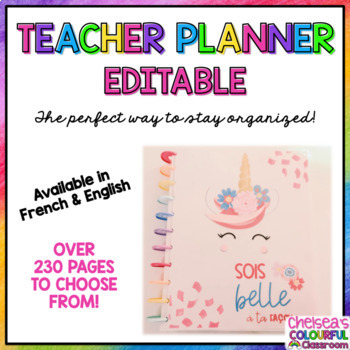 Preview of Editable Teacher Planner | Plannificateur du prof | French & English | UNDATED