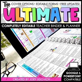 Preview of Editable Teacher Planner | Teacher Binder 2024-2025 | Back to School