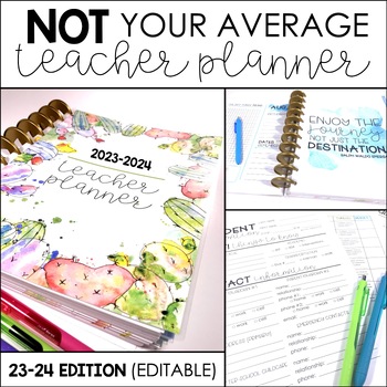Preview of Editable Teacher Planner - NOT Your Average Teacher Planner