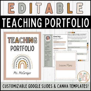 Preview of Editable Teacher Portfolio Template for Interviews | Google Slides | Printable |