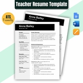 Editable Teacher Resume Template - Resume & Cover Letter T