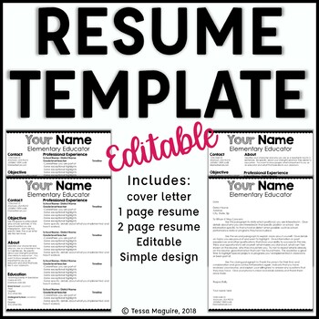 Editable Teacher Resume and Cover Letter Template- Scalloped by Tessa ...