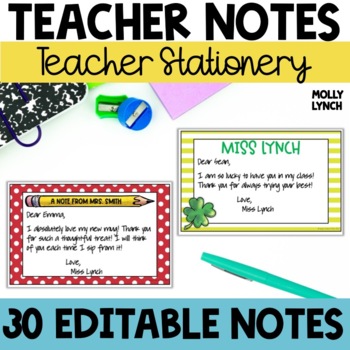 Preview of Teacher Notes | Editable Teacher Stationery | Print & Go Notes for Teachers