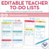 Editable Teacher To-Do Lists - Teacher To Do Lists and Checklists