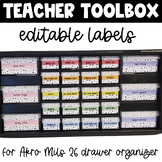 Editable Teacher Toolbox Labels | Pastel Rainbow and Black