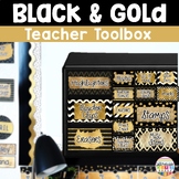 Editable Teacher Toolbox Labels -Black and Gold Classroom Decor